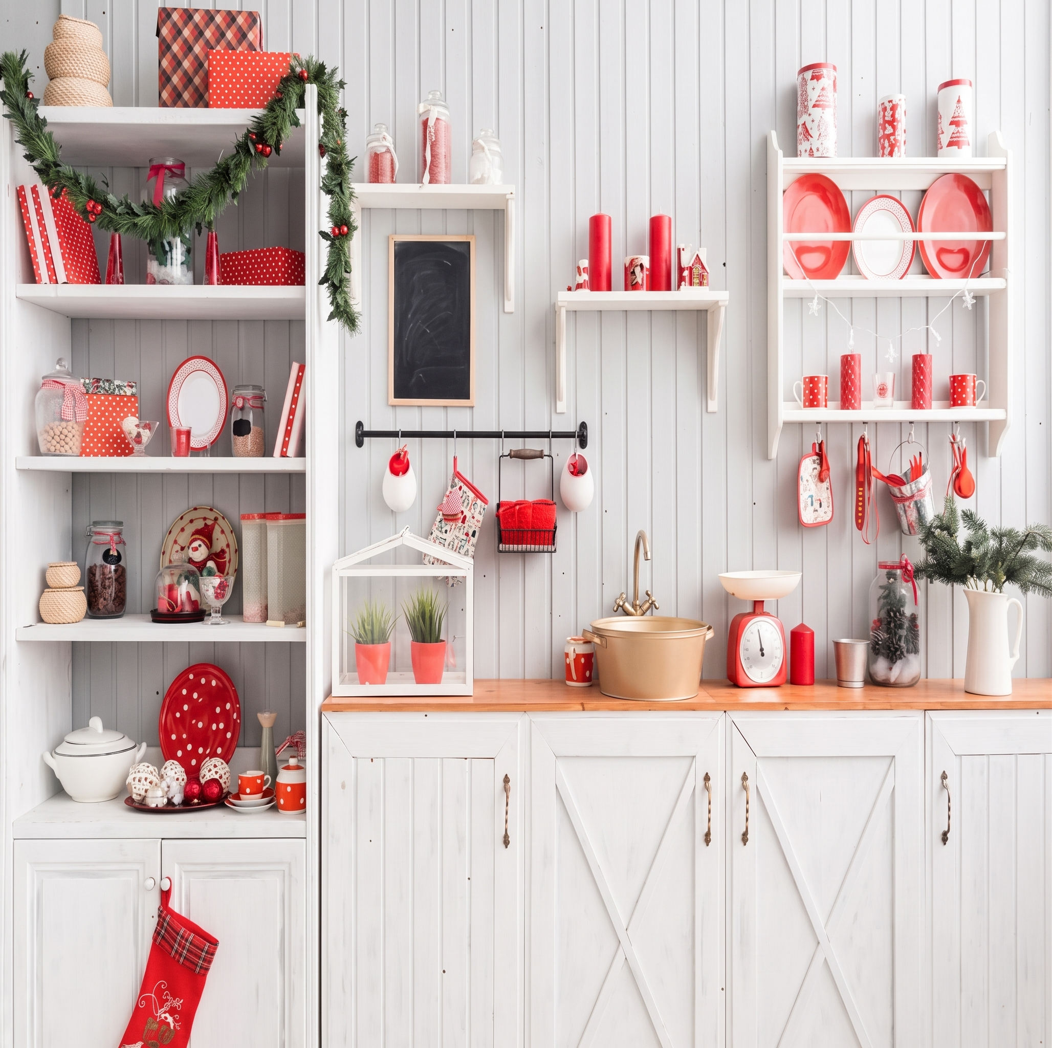 Farmhouse Christmas Kitchen Backdrop