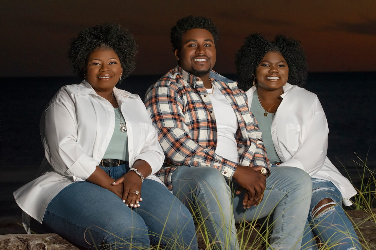 Adult family evening beach portrait on the Gulf Coast