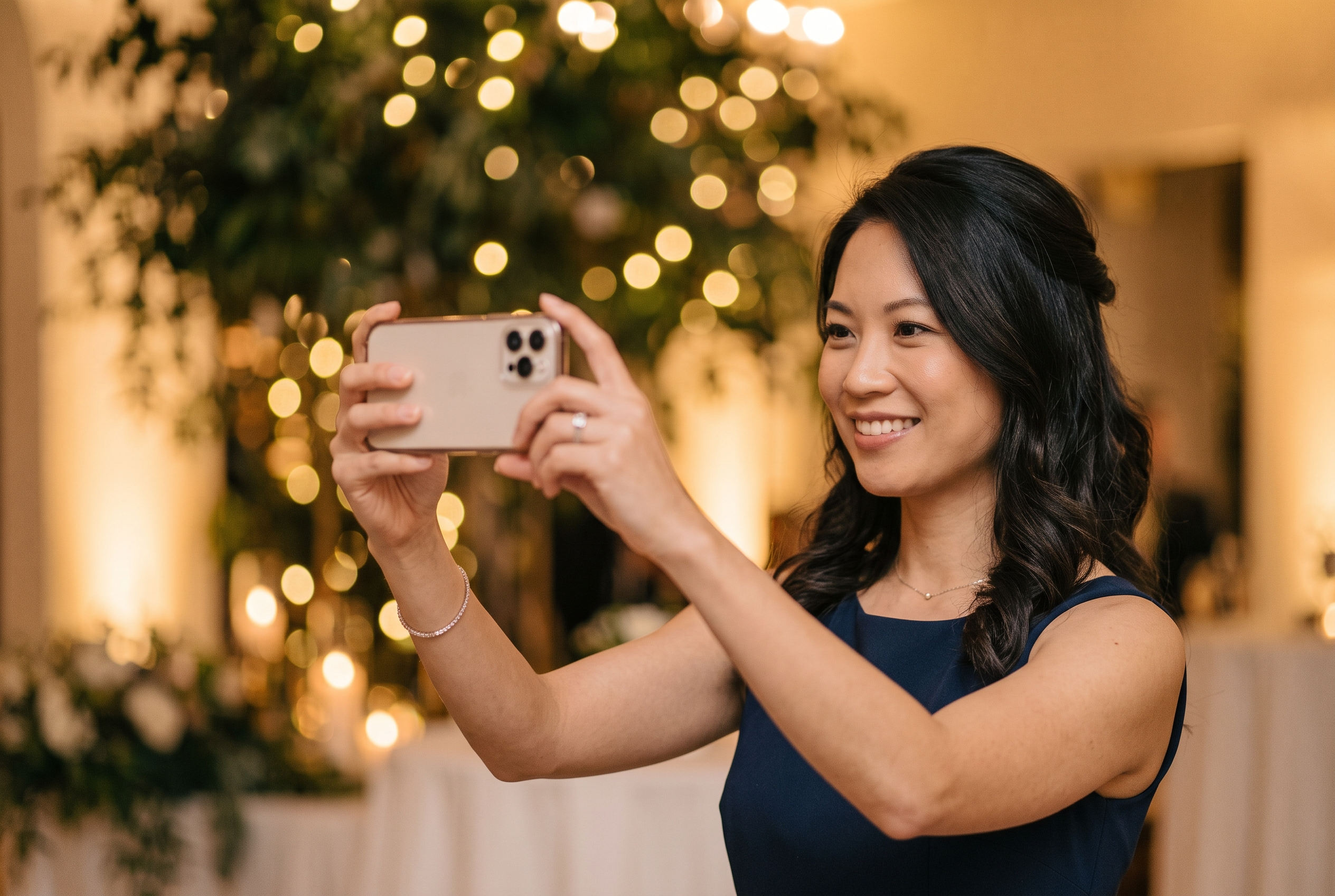 Guest taking selfie for facial recognition