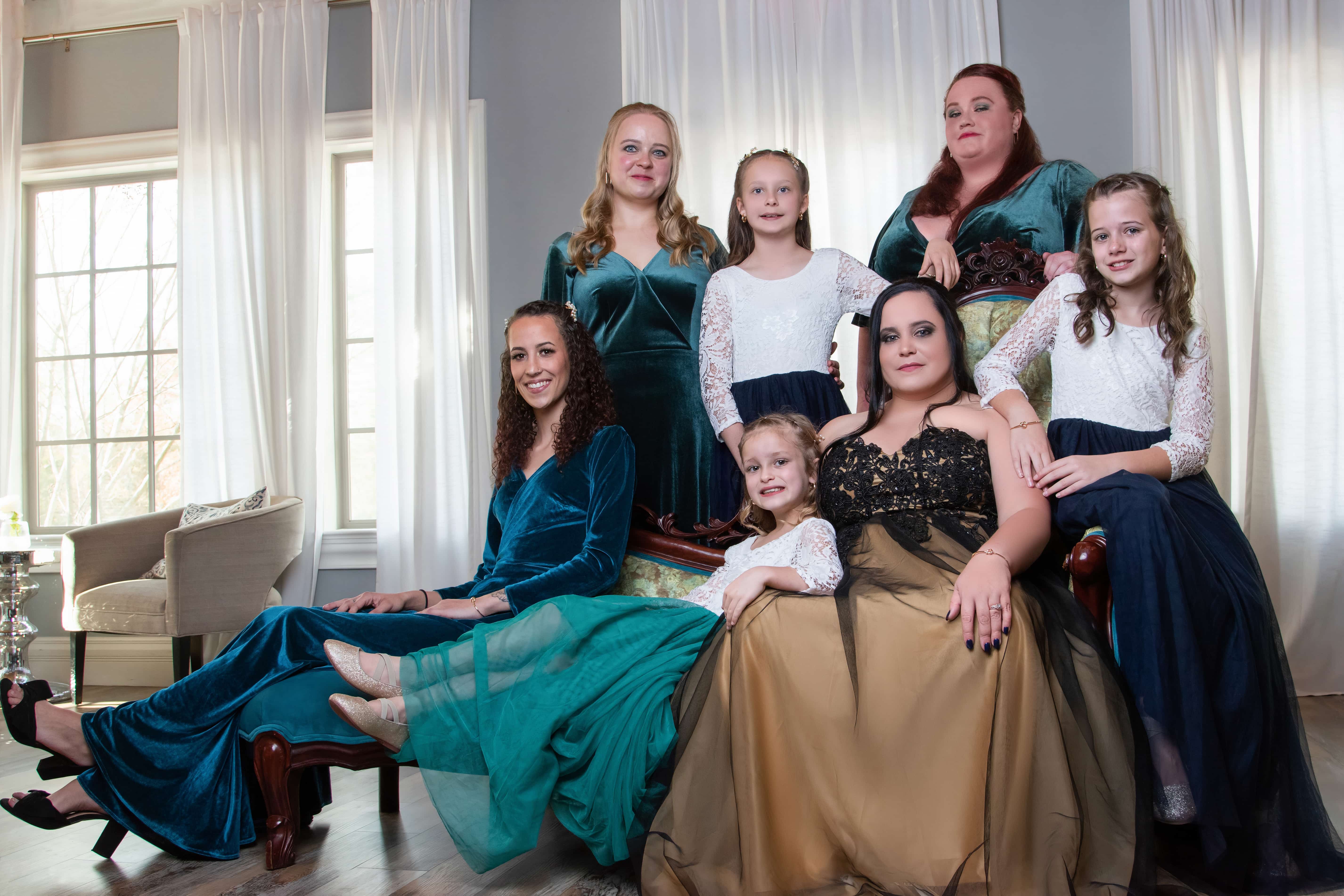 Wedding party bridesmaids parlor portrait photography